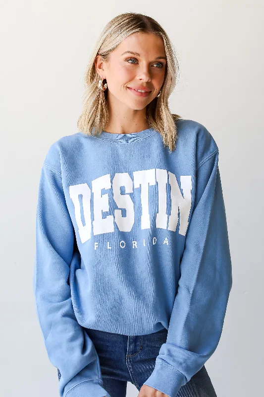 Limited Time Flash Sale Blue Destin Florida Block Letter Sweatshirt