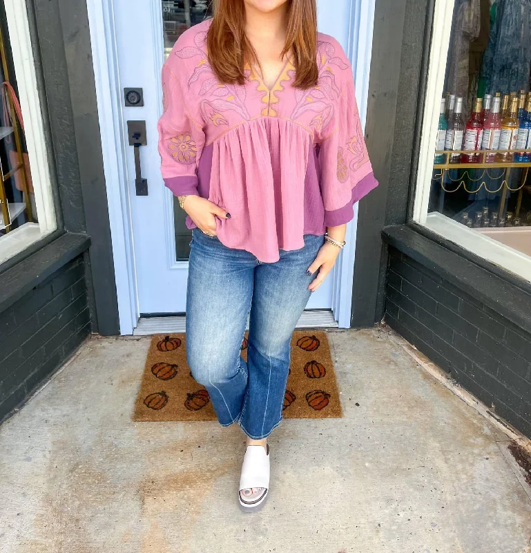 Catch Every Fashion Trend Taylor Embroidered Top In Pink