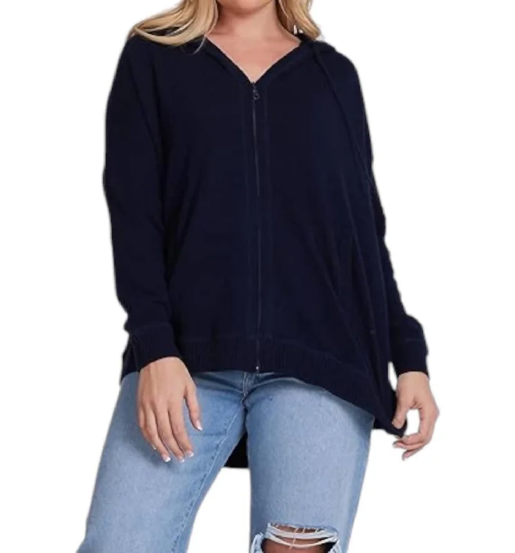 Seasonal Trends Cashmere Hoodie In Navy