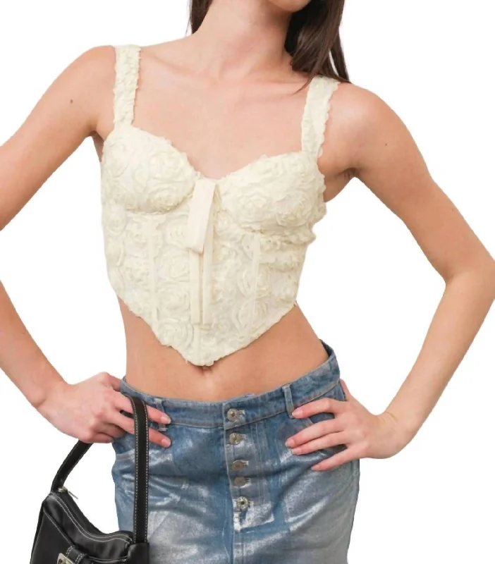 Shop More, Save More This Weekend 3D Flower Corset Top In Cream