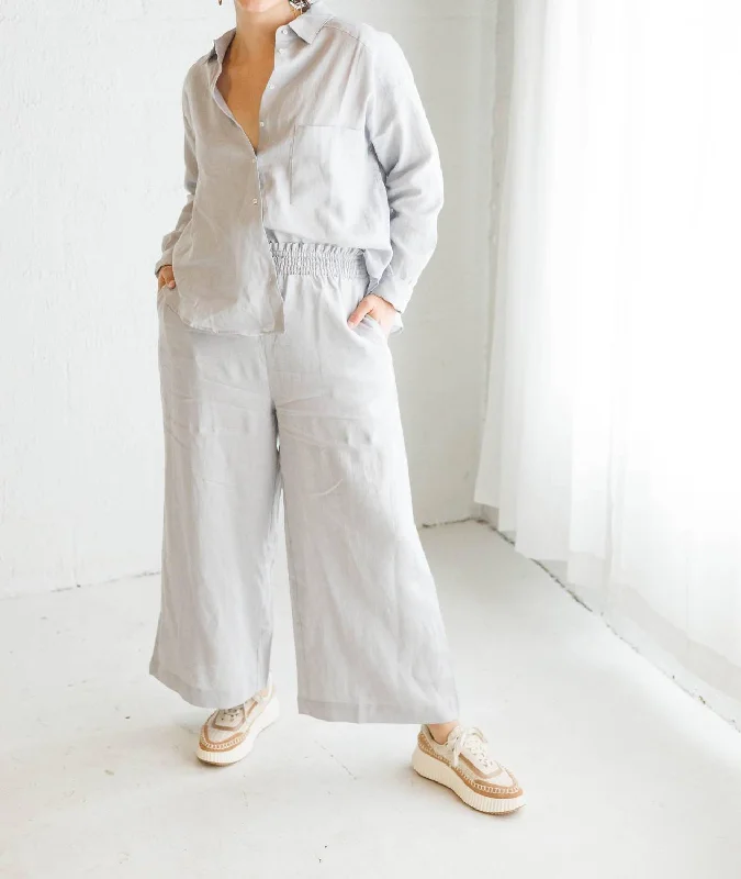 Refined Fashion Sale Oversized Linen Shirt In Mist
