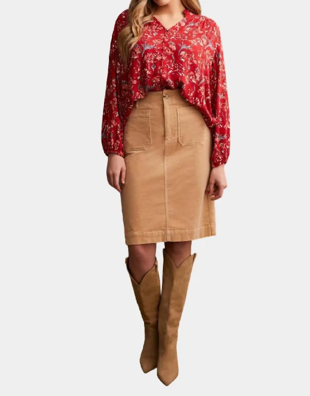 Seize Bargains Jacquard Challis Button Up Blouse In Scarlet