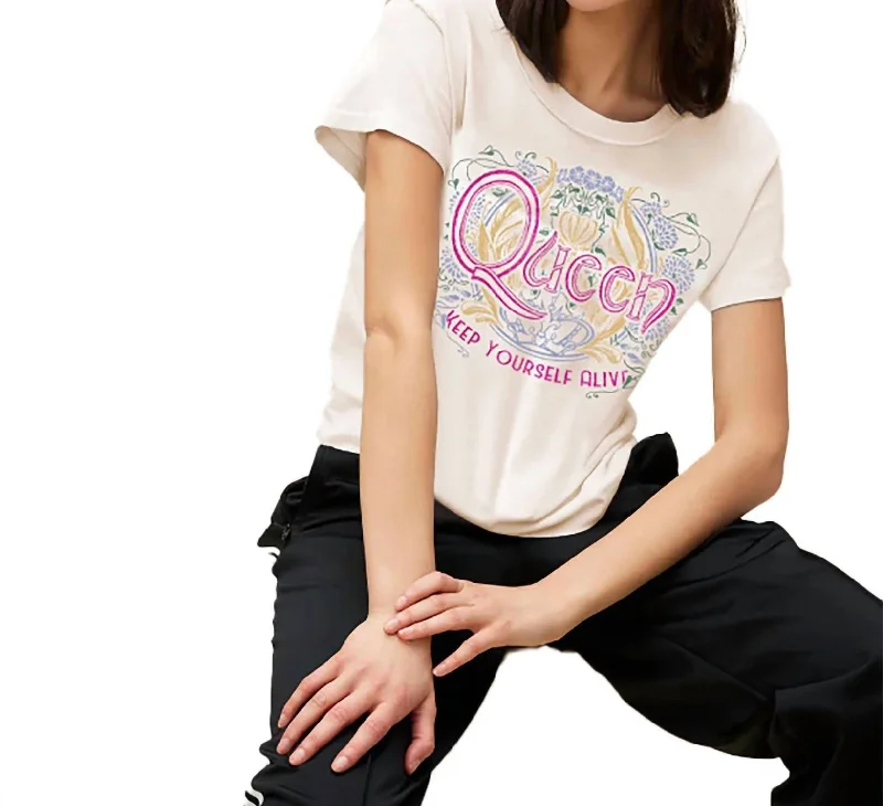 Spring Fashion Queen Keep Yourself Alive Reverse Girlfriend Tee In Ivory