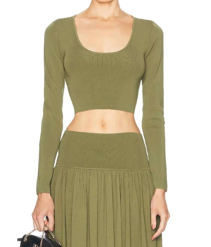 Modern Chic Discounts Wylie Knit Scoop Top In Khaki