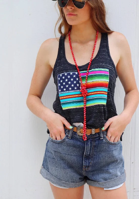 Seasonal Style Discounts Rita Serape Flag Racerback Tank Top In Black Marble