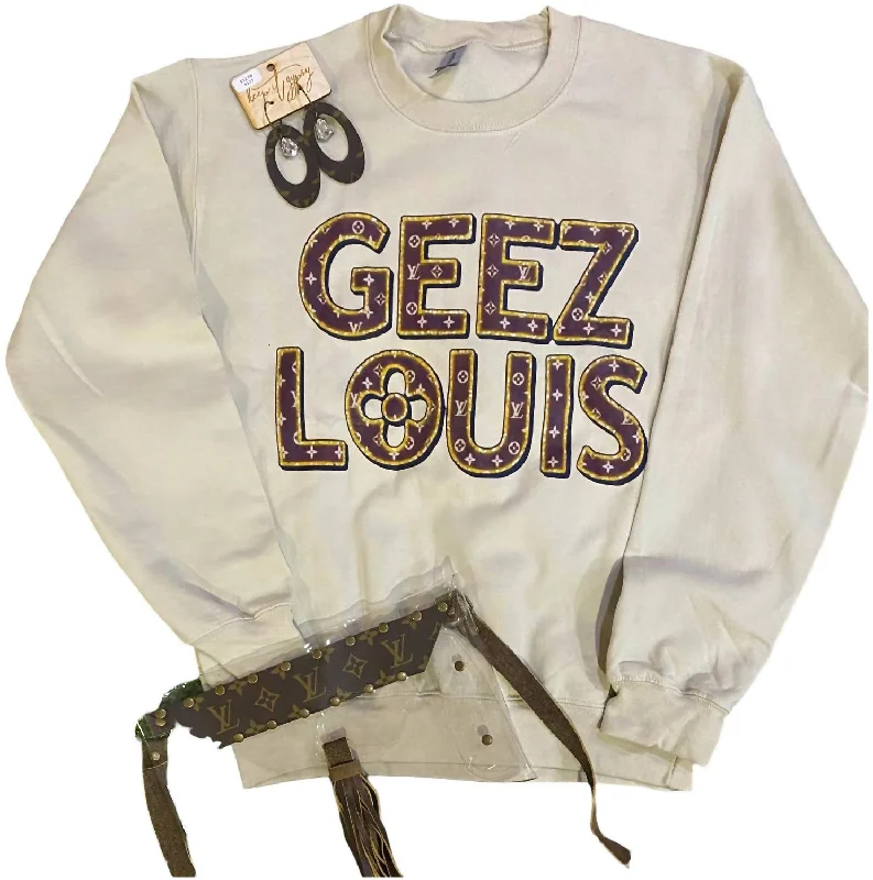 Stay Ahead In Style Women's Geez Louis Mono Sweatshirt In Sand