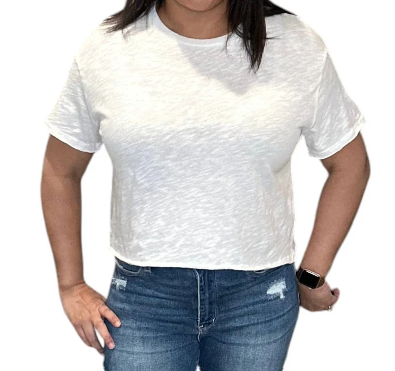 Latest Trends Raw Edge Cropped Tee Shirt In Cream