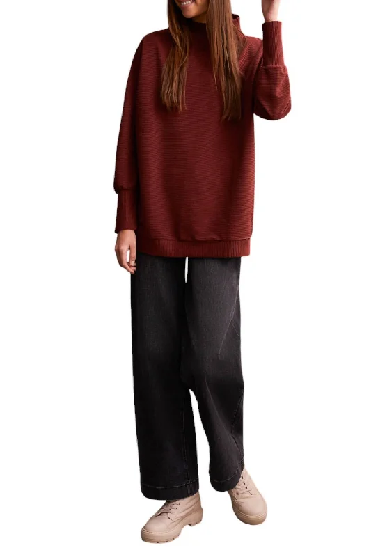 Easy Elegance Sales Funnel Neck Tunic In Rum