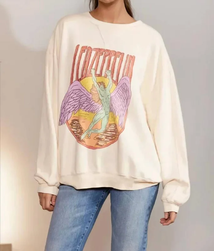 Saturday Steals – Grab Your Favorites Led Zeppelin Sage Swan Sweatshirt In Cream