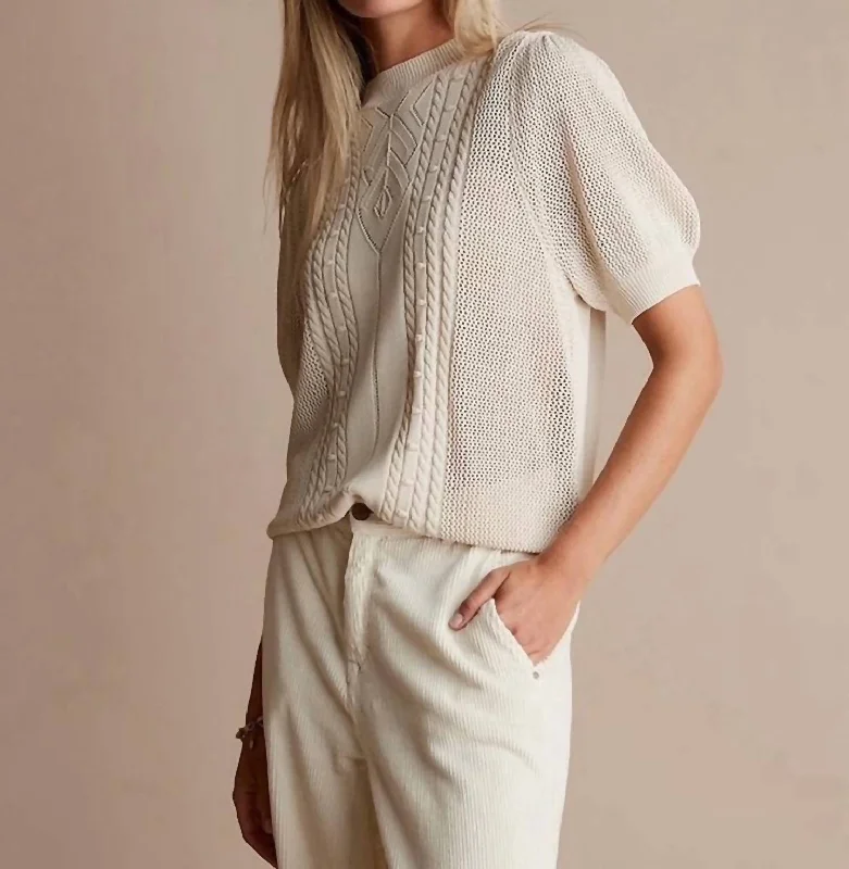 Dive Into Trendy Styles Knitted Short Sleeve In Cream