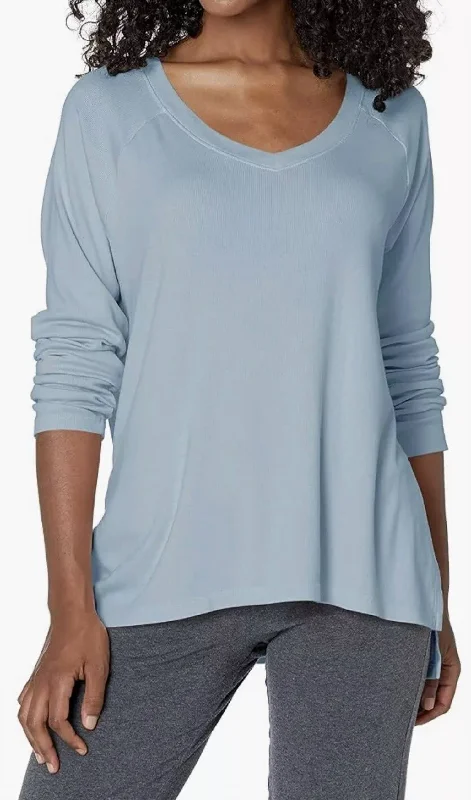 Special Savings Just For You Frankie Ribbed Long Sleeve Sweatshirt In Morning Blue