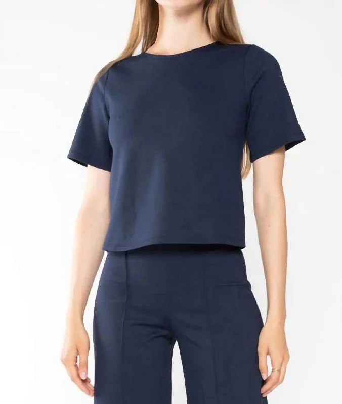 Best Deals Of The Season Ponte Knit Short Sleeve Extended In Navy