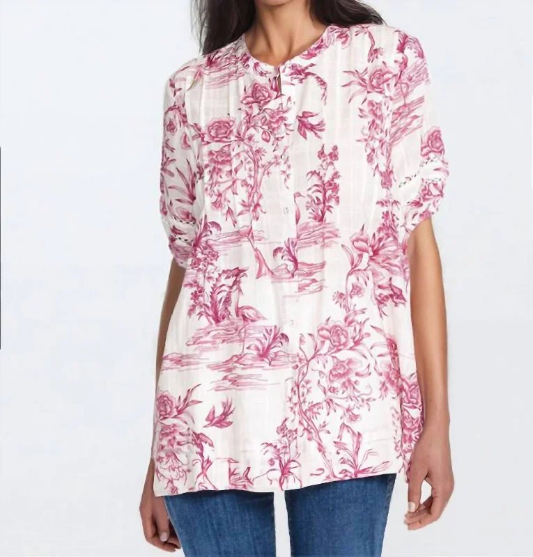 Weekend-Only Deals You'll Love Firebird Pintuck Blouse In Pink Multi