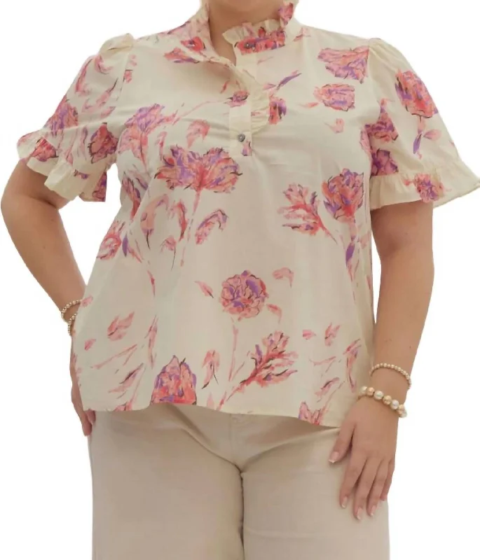 Special Offer Floral Top In Cream