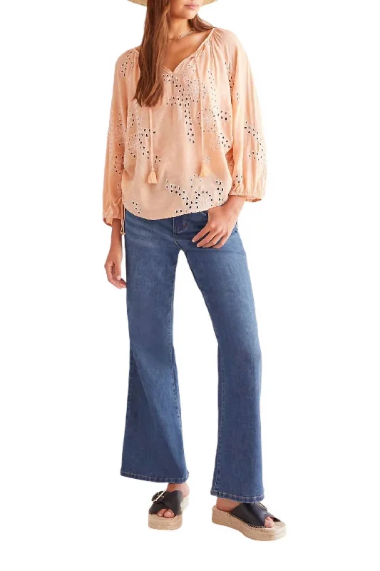 Savings That Make A Statement 3/4 Sleeve Blouse In Peach