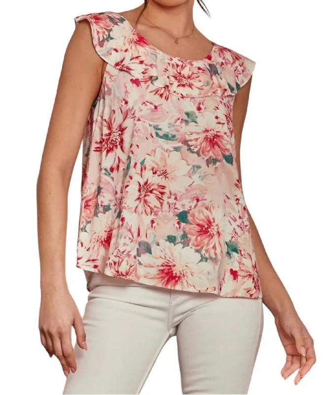 Seasonal Picks Morning Grace Tie Back Blouse In Pink Multi