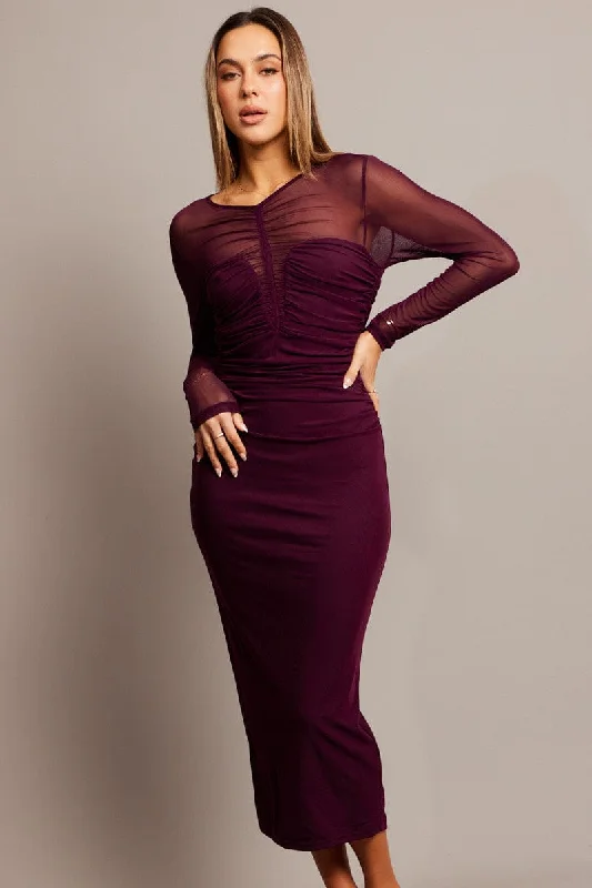 Best Sellers Brown Bodycon Dress Long Sleeve Mesh