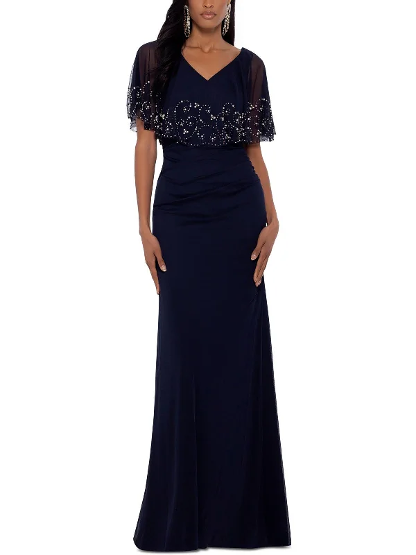 Hollywood Glam Award - Show Style Womens Embellished Maxi Evening Dress