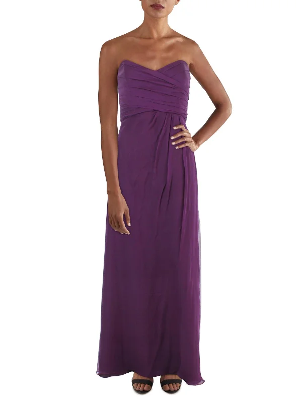 Dreamy Draping Womens Silk Sweetheart Evening Dress