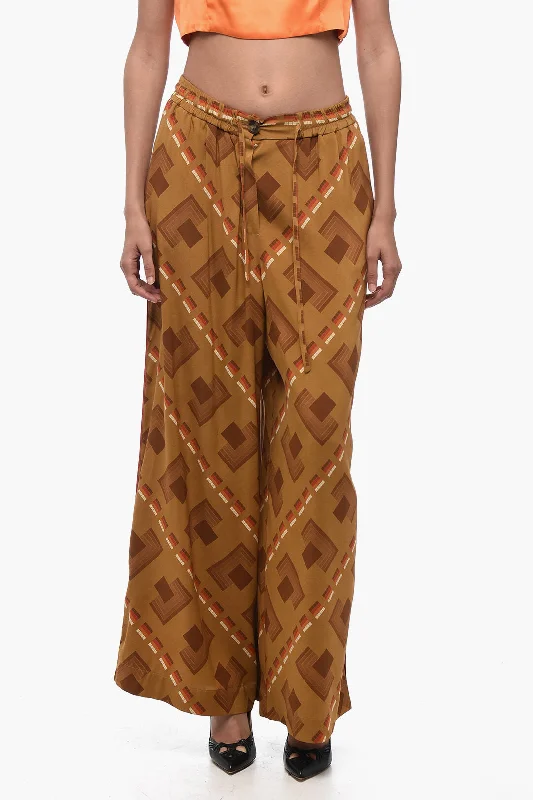 Fashion Forward Pierre-Louis Mascia Silk Palazzo Pants with Geometric Pattern