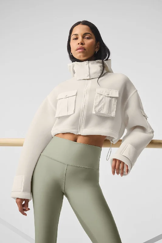 Hurry Before It's Gone Cropped Engage Cargo Parka - Ivory